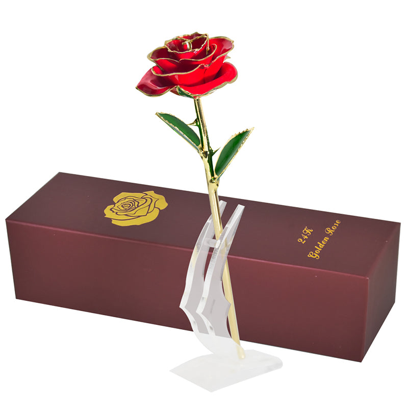 Gold Dipped Rose with Stand Eternal Flowers Forever Love In Box Girlfriend Birthday Wedding Gift