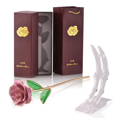 Gold Dipped Rose with Stand Eternal Flowers Forever Love In Box Girlfriend Birthday Wedding Gift