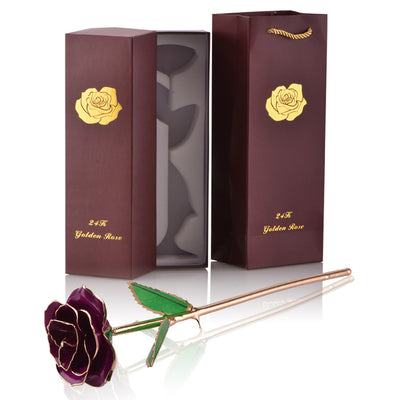 Gold Dipped Rose with Stand Eternal Flowers Forever Love In Box Girlfriend Birthday Wedding Gift