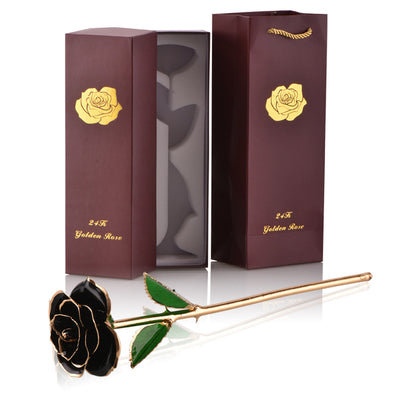 Gold Dipped Rose with Stand Eternal Flowers Forever Love In Box Girlfriend Birthday Wedding Gift