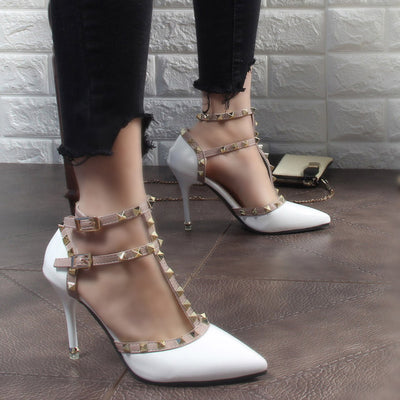 Female leather high-heeled pumps Stiletto heel